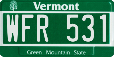 VT license plate WFR531