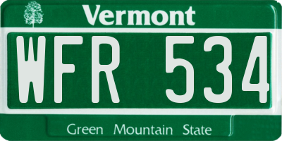 VT license plate WFR534