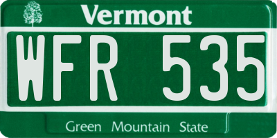 VT license plate WFR535