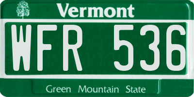 VT license plate WFR536