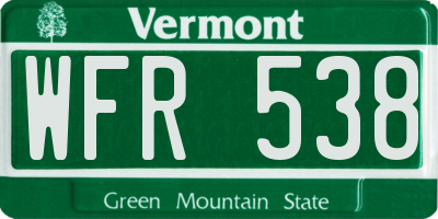 VT license plate WFR538