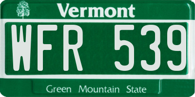VT license plate WFR539