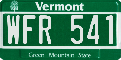 VT license plate WFR541
