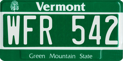 VT license plate WFR542