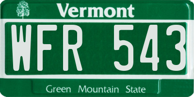 VT license plate WFR543