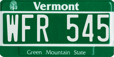 VT license plate WFR545