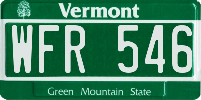 VT license plate WFR546