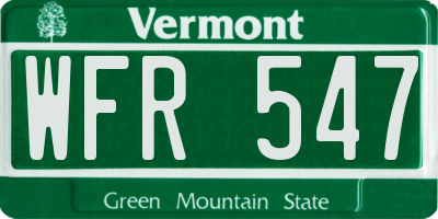 VT license plate WFR547