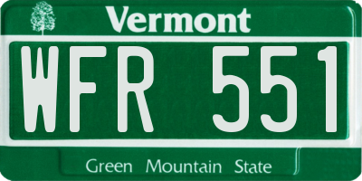 VT license plate WFR551