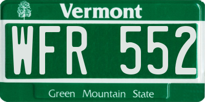 VT license plate WFR552