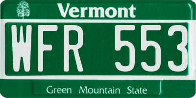 VT license plate WFR553