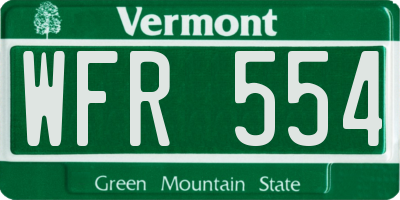 VT license plate WFR554