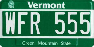 VT license plate WFR555