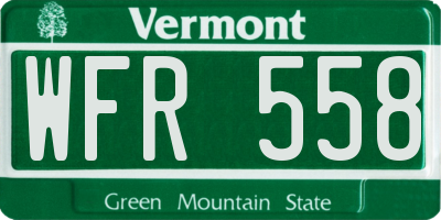 VT license plate WFR558