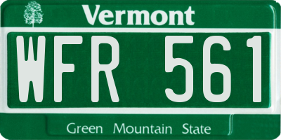 VT license plate WFR561