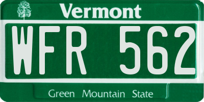 VT license plate WFR562