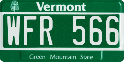 VT license plate WFR566