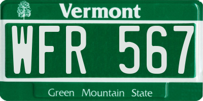 VT license plate WFR567