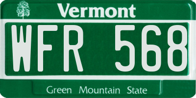 VT license plate WFR568