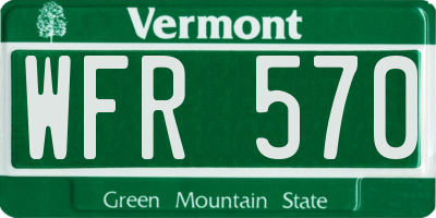 VT license plate WFR570