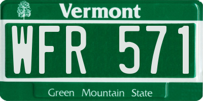 VT license plate WFR571