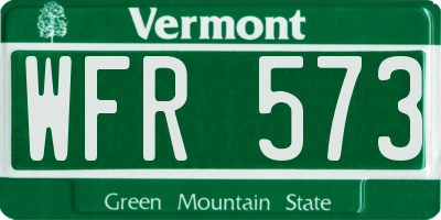 VT license plate WFR573
