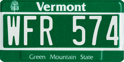 VT license plate WFR574