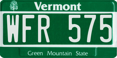 VT license plate WFR575