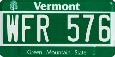 VT license plate WFR576