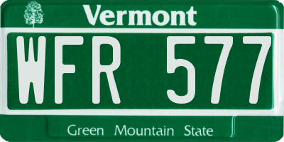VT license plate WFR577