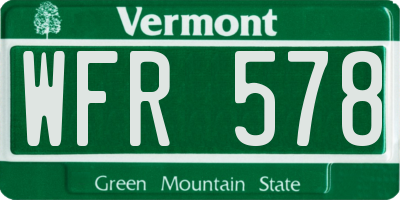 VT license plate WFR578