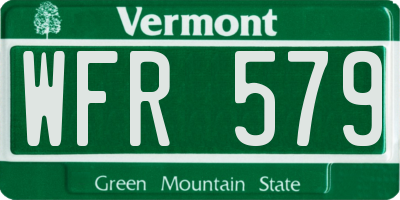 VT license plate WFR579