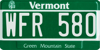 VT license plate WFR580