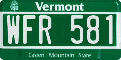 VT license plate WFR581