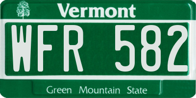VT license plate WFR582