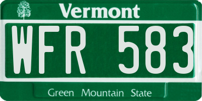 VT license plate WFR583