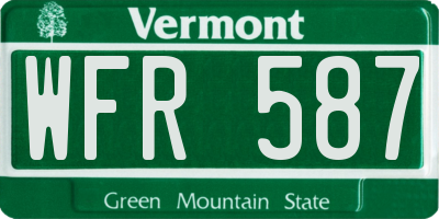 VT license plate WFR587