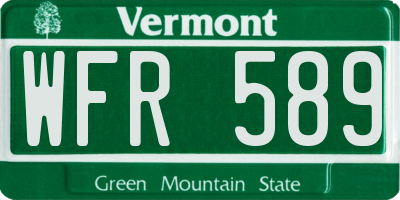 VT license plate WFR589