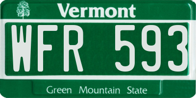 VT license plate WFR593
