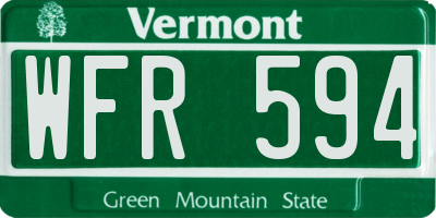 VT license plate WFR594