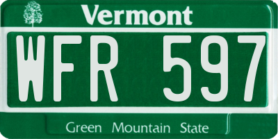 VT license plate WFR597