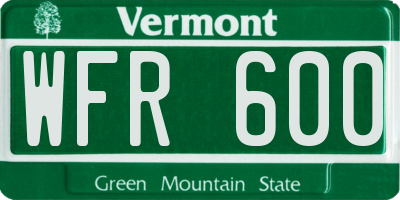 VT license plate WFR600