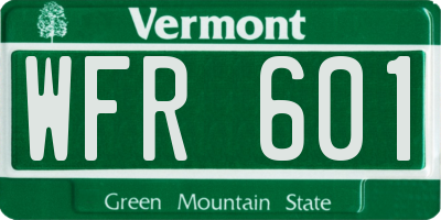 VT license plate WFR601