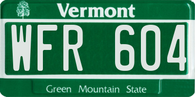 VT license plate WFR604