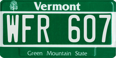 VT license plate WFR607