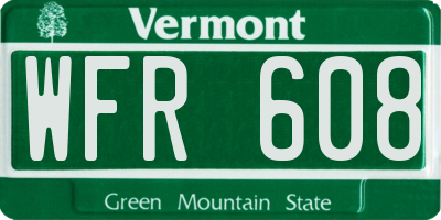 VT license plate WFR608