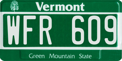VT license plate WFR609