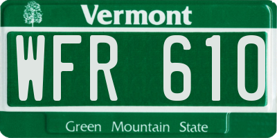 VT license plate WFR610