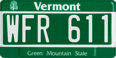 VT license plate WFR611