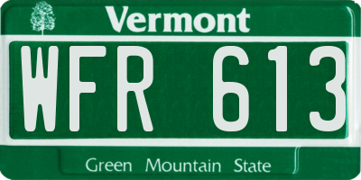 VT license plate WFR613